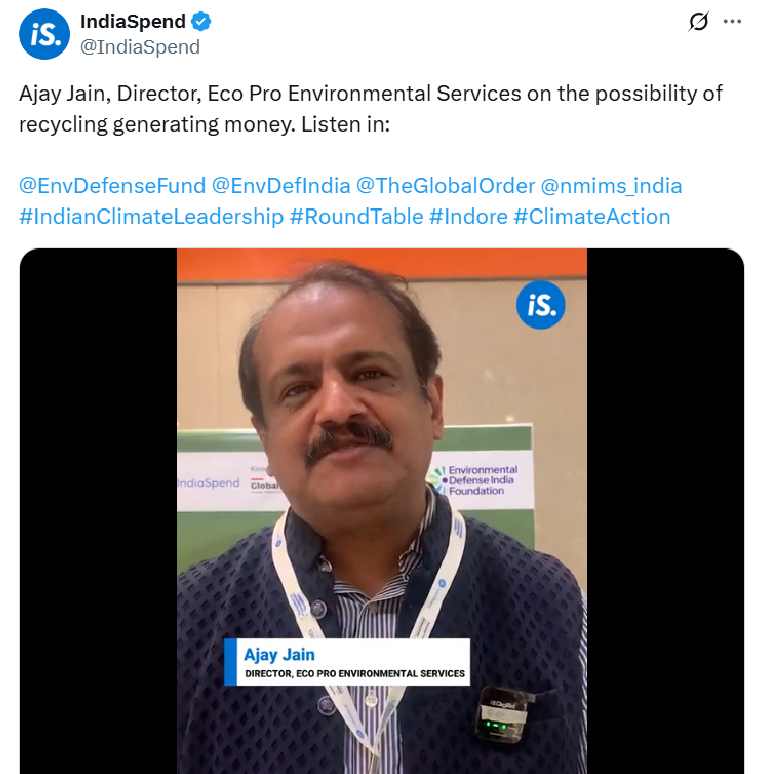 Ajay Jain, Director, Eco Pro Environmental Services on the possibility of recycling generating money.