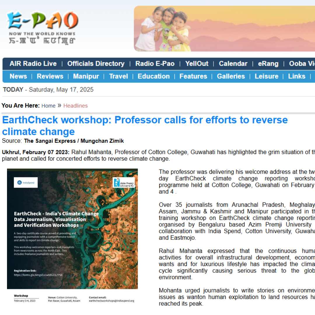 EarthCheck workshop: Professor calls for efforts to reverse climate change