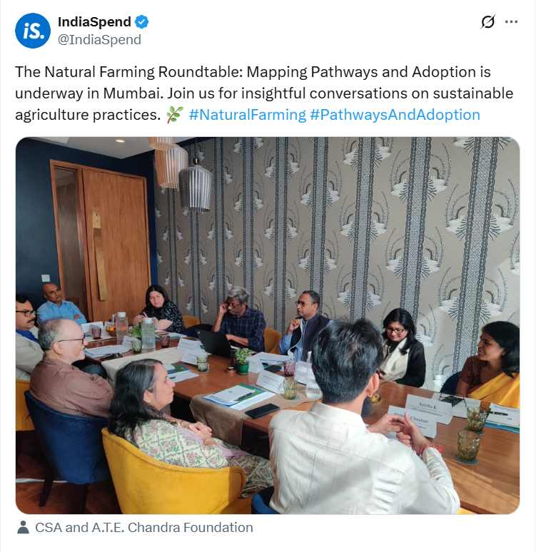 The Natural Farming Roundtable: Mapping Pathways and Adoption is underway in Mumbai.